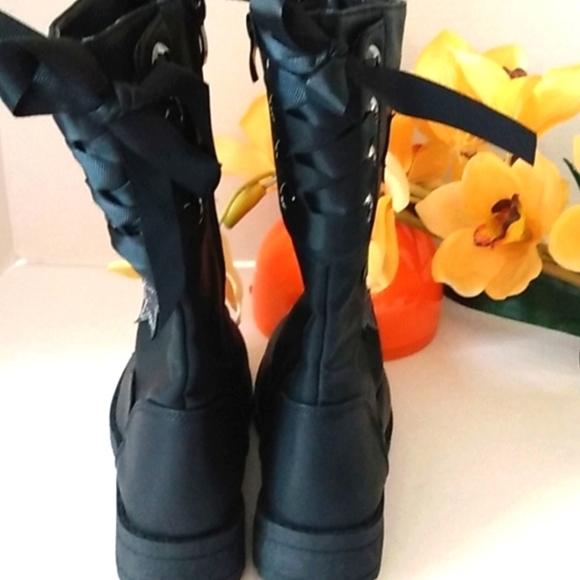 JESSICA CARLYLE GIRLS AMALI BLACK MOTO BOOTS SIZE 1 NWOT - Picture 6 of 16